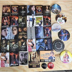 37 Vintage Movie Buttons Collection Of 37 Pins Lot Collections Cinema